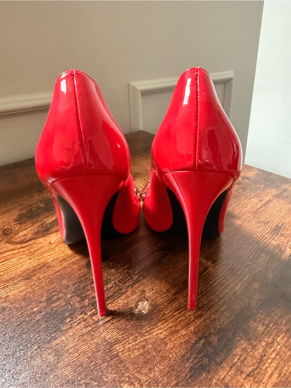 Jessica Rich Red Patent Pointed-Toe Heels with Gem Embellishment - Picture 3 of 6